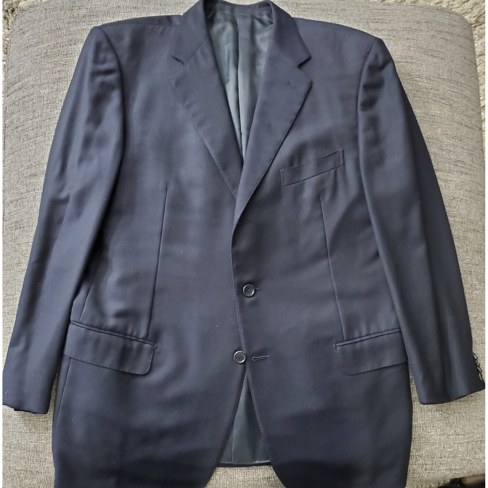 Ermenegildo Zegna Men's Navy Blue 3 Button Roll 2 Button Blazer Size 46 Regular